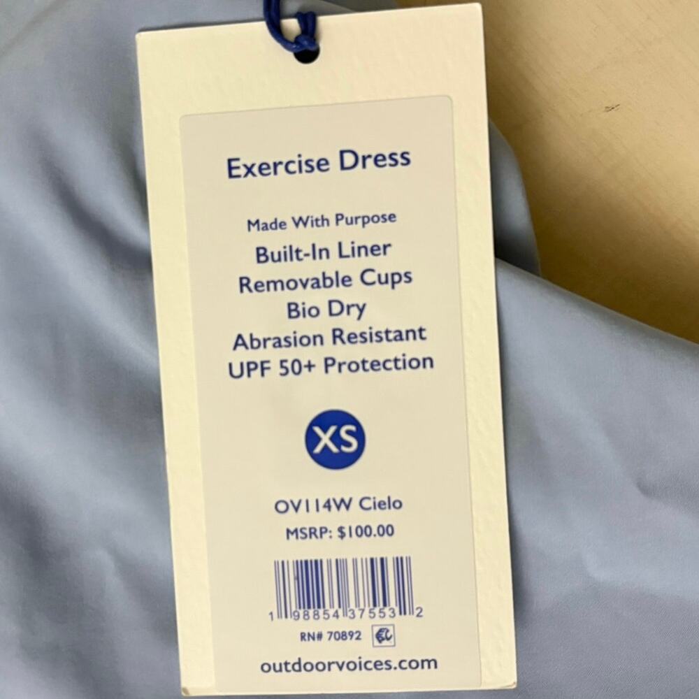 Outdoor Voices Exercise Dress Sz XS Built-In Shorts and Bra NWT blue black green - Picture 11 of 13